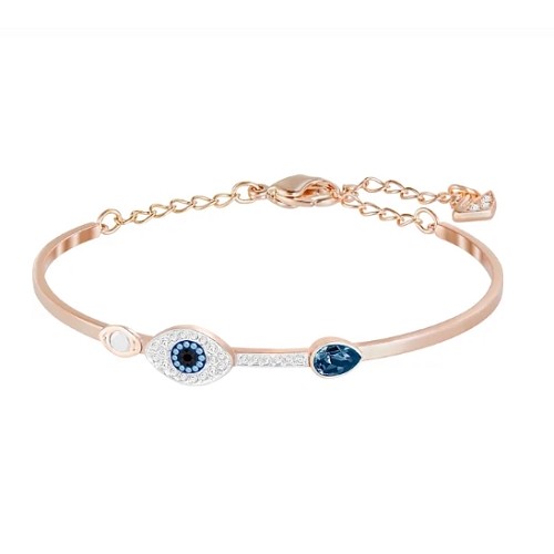 DUO EVIL EYE BANGLE, BLUE, MIXED PLATING