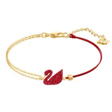 ICONIC SWAN BRACELET, RED, GOLD-TONE PLATED