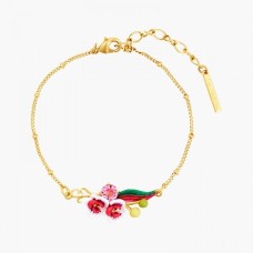 ORCHID, BUTTERFLY AND PINK STONE BRACELET