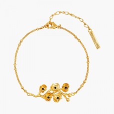 FLAMBOYANT ORCHID & BRANCH WITH CUT CRYSTAL HEART BRACELET