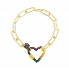 CHAIN BRACELET WITH RAINBOW HEART