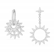 ASYMMETRIC SUN PENDANT EARRINGS - SILVER