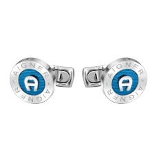 AIGNER SILVER & BLUE CUFFLINKS