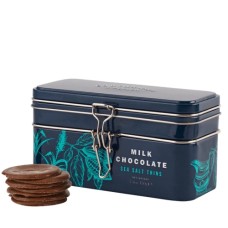 SEA SALTED MILK CHOCOLATE THINS IN TIN BOX