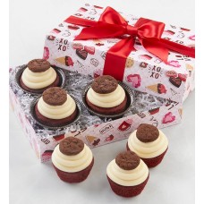 Red Velvet Buttercream-Frosted Valentine Cupcakes - 6 Cupcakes