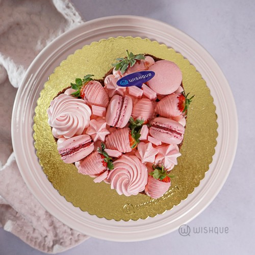 Blush Heart With Pink Berries Chocolate Cake