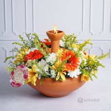 Avurudu Blossoms Clay Lamp Arrangement
