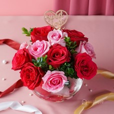 Rose Affair Glass Vase Arrangement