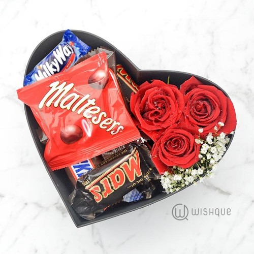Chocolates & Roses Heart Box