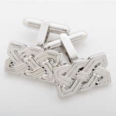 Irish Celtic Knot Rhodium Cufflinks S6468