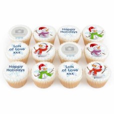 12 Snowmen Cupcakes