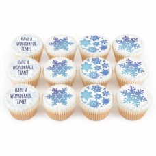 12 Snowflake Cupcakes