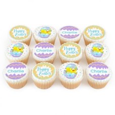 12 easter chick cupcakes
