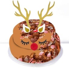 Reindeer Tiered Cake (Single Tier (P) Serves 10)