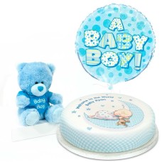 Blue Baby Teddy Gift Set (Small Cake Set (S) Serves 10)