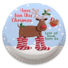 Reindeer & Holly Cake (large cake (serves 40-55))