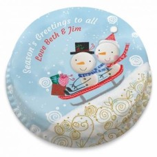snowmen sledging cake (Serves 40-55)