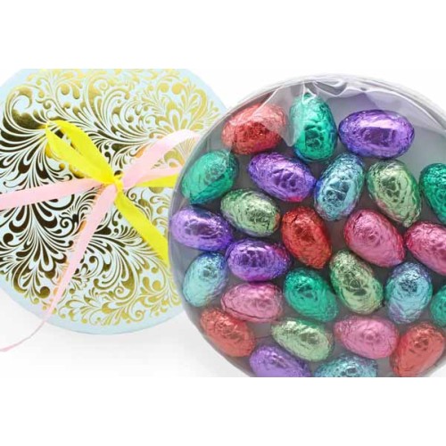 Praline Eggs In A Round White Box
