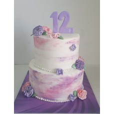 Purple ‘N Pink 2 Tier Cake (Eight inch on Ten inch)