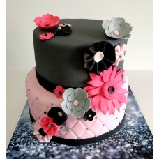 Flower Bat Mitzvah Cake (Six inch on Eight inch)