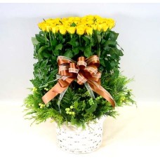 100 Yellow Roses Basket-24
