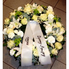 Wreath: Big white roses, Carnations, Chrysantemums, Lilys-2