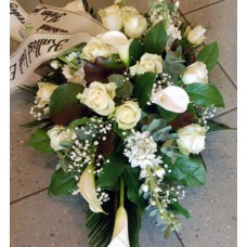 Funeral arrangement: white callas and roses