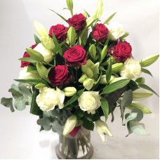 Big Emotions- white lilys, tall red and white roses (Classic)