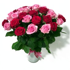 Bouquet of red and pink roses, 50cm (25 roses)