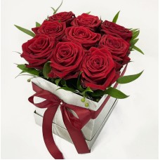 Stylish giftbox with red roses