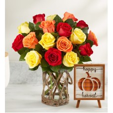 Autumn Rose Bouquet (Bouquet Only & Fall Decor Plaque)