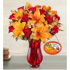 Elegant Autumn Rose & Lily Bouquet (Bouquet Only)