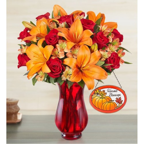 Elegant Autumn Rose & Lily Bouquet (Bouquet Only)