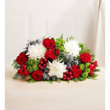 Very Merry Bouquet (with Clear Vase, Lantern Ornament & Chocolate)