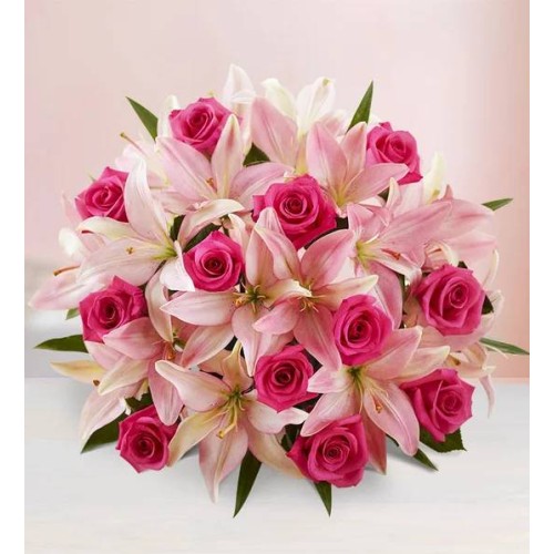 Pink Rose & Lily Bouquet (Bouquet Only)