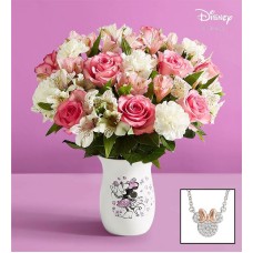 Disney Minnie Mouse Vase with Cherished Blooms Bouquet (Double Bouquet with Minnie Mouse Vase)