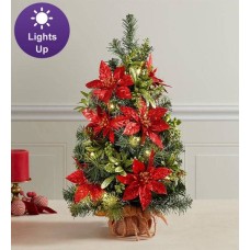 Shimmering Poinsettia Tree with Lights- 18