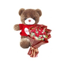 60Cm Teddy And Roses Combo (Large)