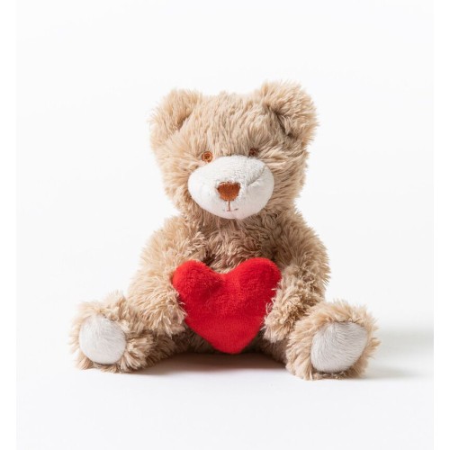 Teddy bear light brown small with heart 20cm