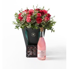 Rose bouquet in gift bag with lemonade and chocolates (None selected)