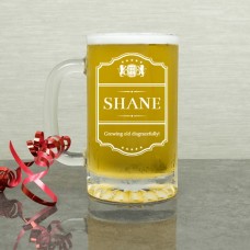 Traditional Crest Glass Tankard
