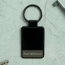 Engraved Name Black Key Ring