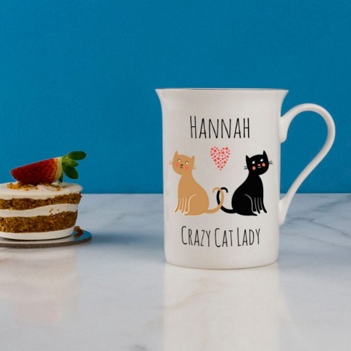 Crazy Cat Lady Personalised Bone China Mug
