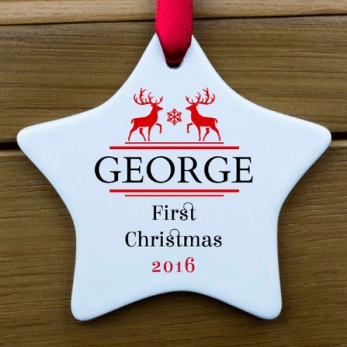 Reindeer Ceramic Star Ornament