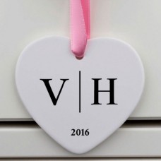 Initials And Date Love Heart Ornament