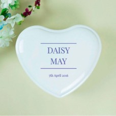 Name And Date Personalised White Heart Jewellery Box