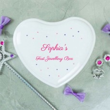 Stars Personalised White Heart Jewellery Box