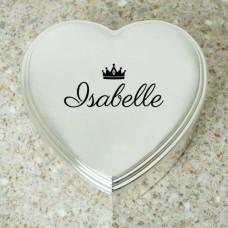 Personalised Crown Heart Shaped Trinket Box