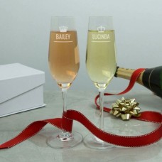 Personalised King And Queen Crystal Flute