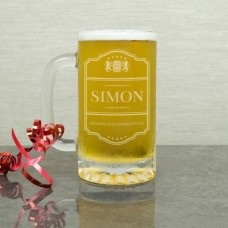 Traditional Crest Glass Tankard
